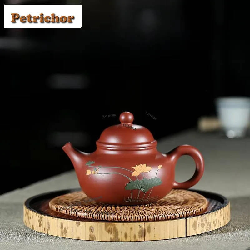 HOYIHM 300ml Authentic Yixing Purple Clay Teapots Handmade Lotus Pot Raw Ore Dahongpao Mud Kettle Chinese Zisha Tea Set