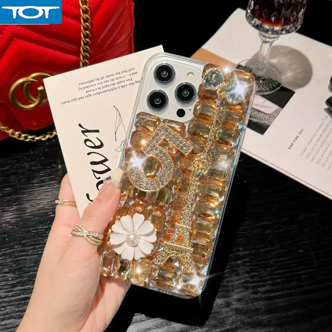 الفاخرة الماس مطعمة حجر الراين برج 5 كلمة جراب هاتف كابا ل Xiaomi Redmi 9A 9C نوت 8 9Pro نوت 10S نوت 11 برو 12 برو غطاء v