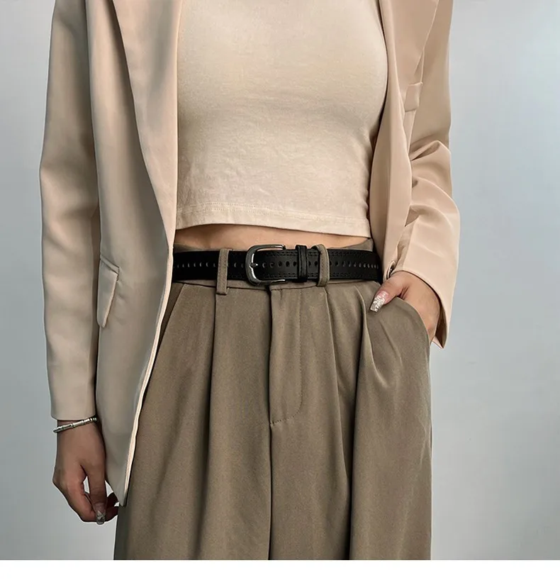 BUYLEMO Minimalist Matte PU Belt, Retro Coffee Brown Pin Buckle Waist Strap for Women