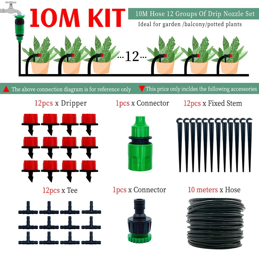 Kas 10M-30M Diy Druppelirrigatiesysteem Automatische Watering Tuinslang Micro Drip Watering Kits Met Verstelbare druppelaars