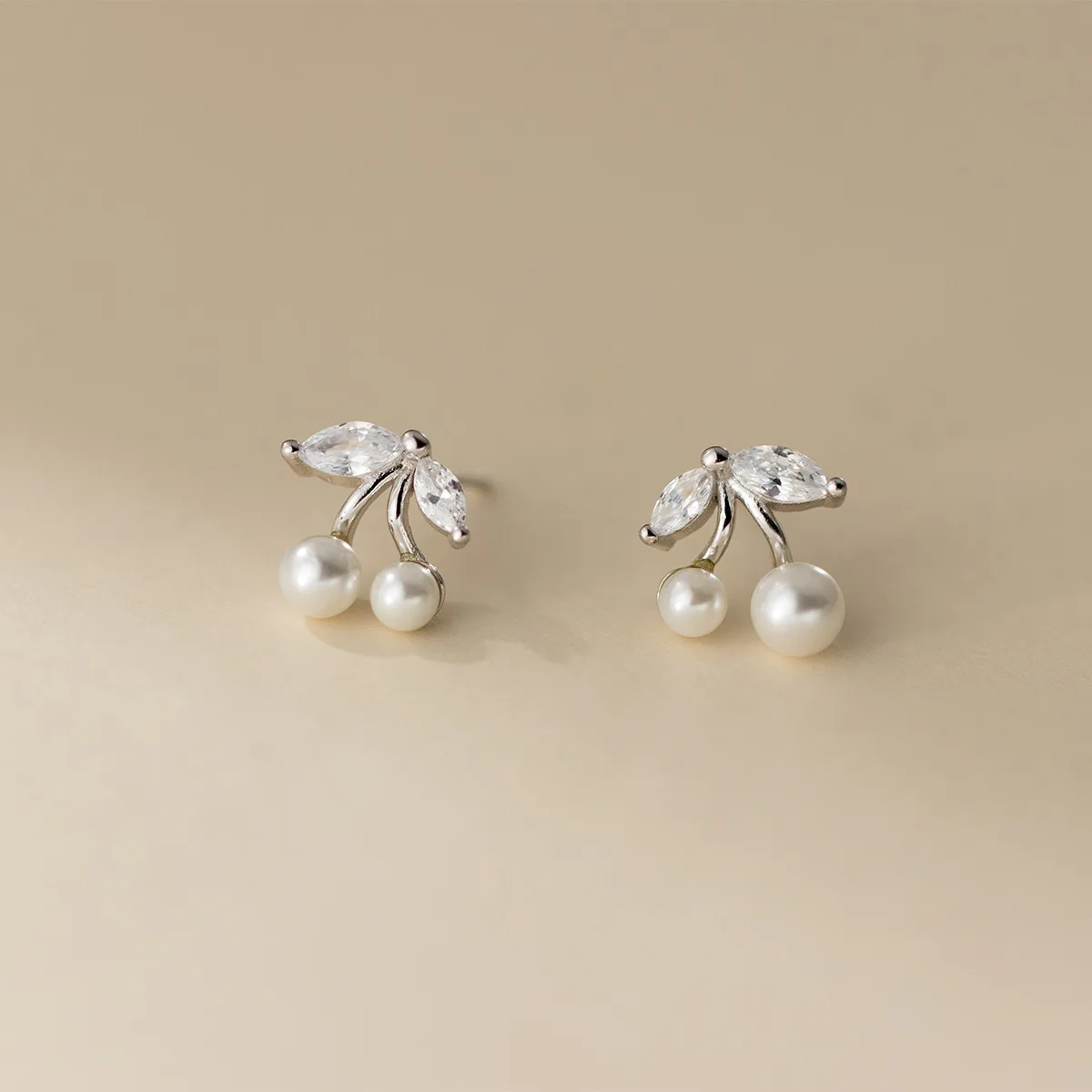 

Trendy 925 Sterling Silver Women'S Earring cute cheery Woman Body Jewelry Fine Accessories For Girl
