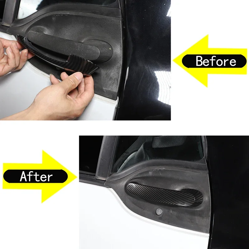 2-piece set ABS Carbon Fiber For Mercedes-Benz Smart 453 Fortwo 2016-2021 Car Exterior Handle Protective Cover Car Accessories
