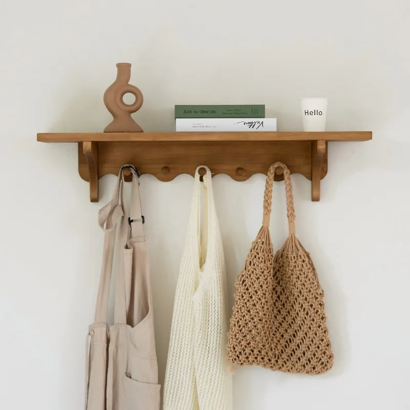 

Vintage Solid Wood Coat Rack Rustic Clothing Stand for Home Bedroom Entryway Garment Organizer with Multiple Key & Bags Hooks