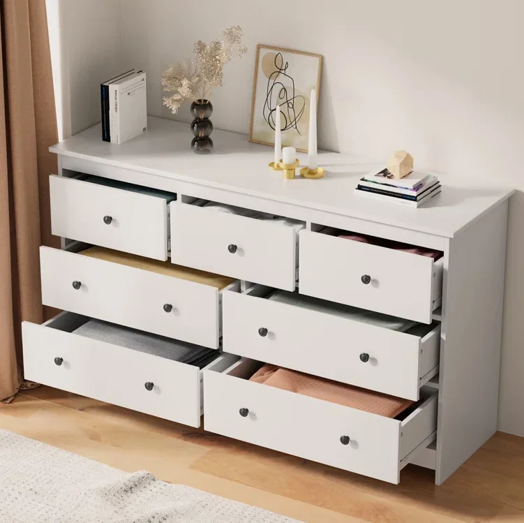 Classic and Modern Design 7 - Drawer Dresser Bedroom Furniture Wood Spacious Storage Chest of 6 Drawers Storage Cabinet