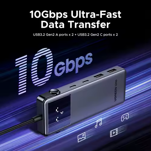 UGREEN Uno USB C HUB 6-in-1 4K60Hz PD100W 10Gbps USB3.2 Splitter Adapter for Laptop Macbook Pro Air USB Expander Docking Station - Image 4