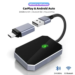 Mini Carplay Android Auto Box Wired To Wireless For BMW Toyota Honda Mazda Nissan Chevrolet Kia Ford Hyundai VW LADA