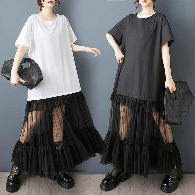 

Новый летний свободный дизайн Sense Faion Personalized Me Pleated Splicing Midi Casual Dr Полиэфирное волокно ort Sve круглое...