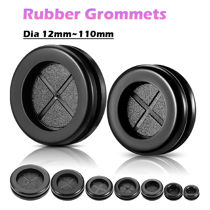 Round Rubber Plug Hole Grommet Dia 12mm~110mm Double Sided Electrical Firewall Gasket for Protecting Cable Wire Hole Plug