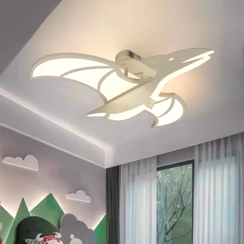 Flying Dragon Pterodactyl Ceiling Lights LED Children's Room Baby Room Light Green Beige Dinosaur Boy Girl Bedroom Ceiling Lamps
