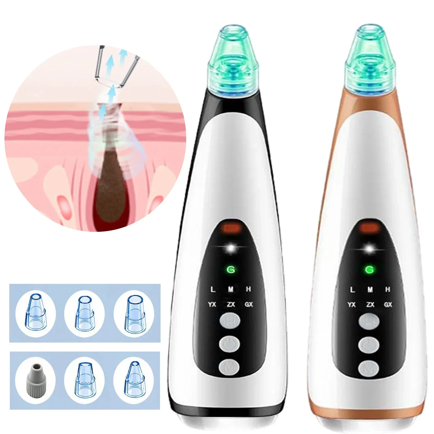 

Blackhead Remover Electric Vacuum Suction Blemish Cleaner Face Care Tool Pore Nose Acne Pimple Needle Tag Removal Beauty Device