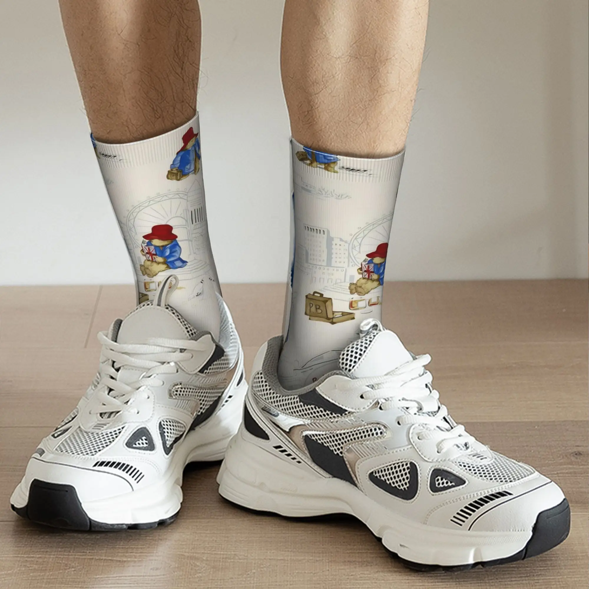 جوارب كرة السلة الملونة اللطيفة Paddington Brown Bear من البوليستر للجنسين قابلة للتنفس #5