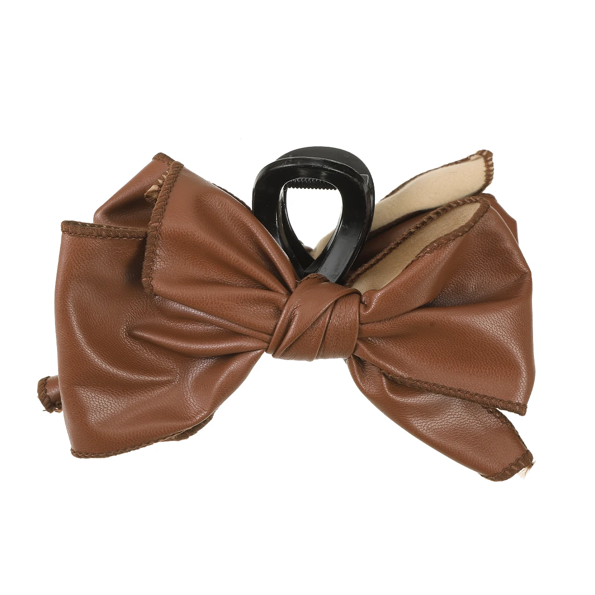 Simple Fashion Black Bow-knot Hair Clip Hair Accessories Ponytail Hairpin PU Big Bows Shark Clip Sweet Grab Clip