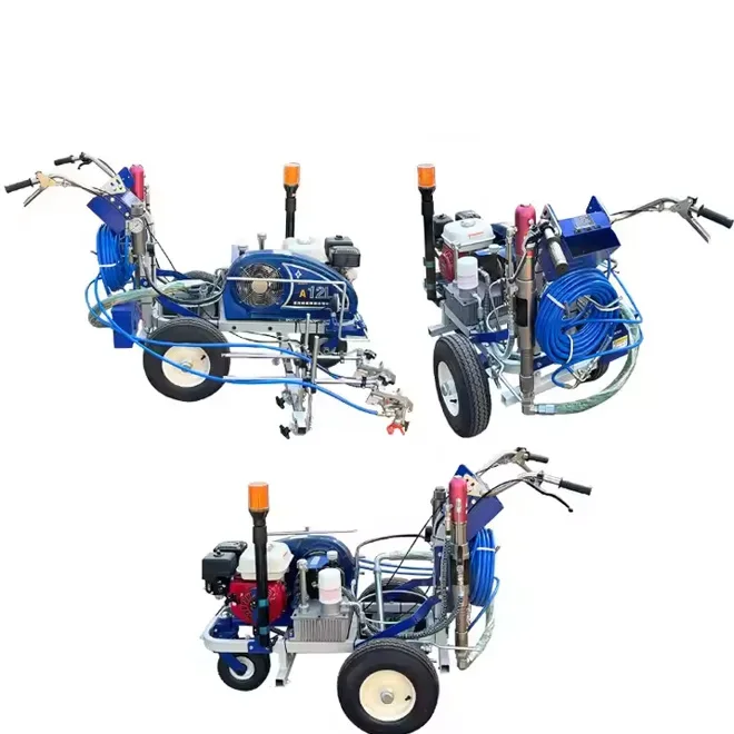 SW-5E Airless Line Striper Two Guns Large Parking Lot Automatically Stripe Skip Lines Cold Paint Road Marking Machine