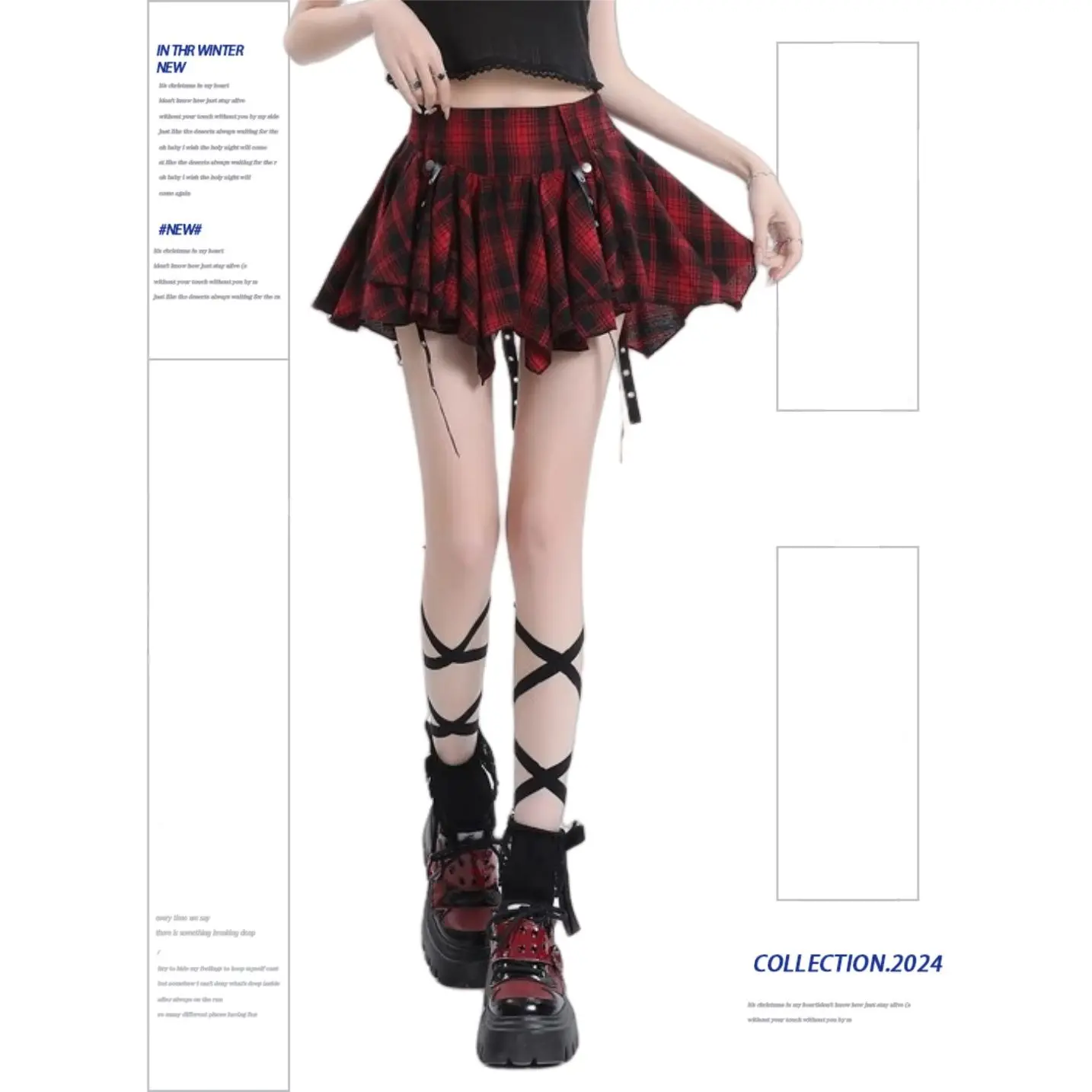 Neuer unregelmäßiger A-Linien-Puffy-Cake-Faltenrock für Damen