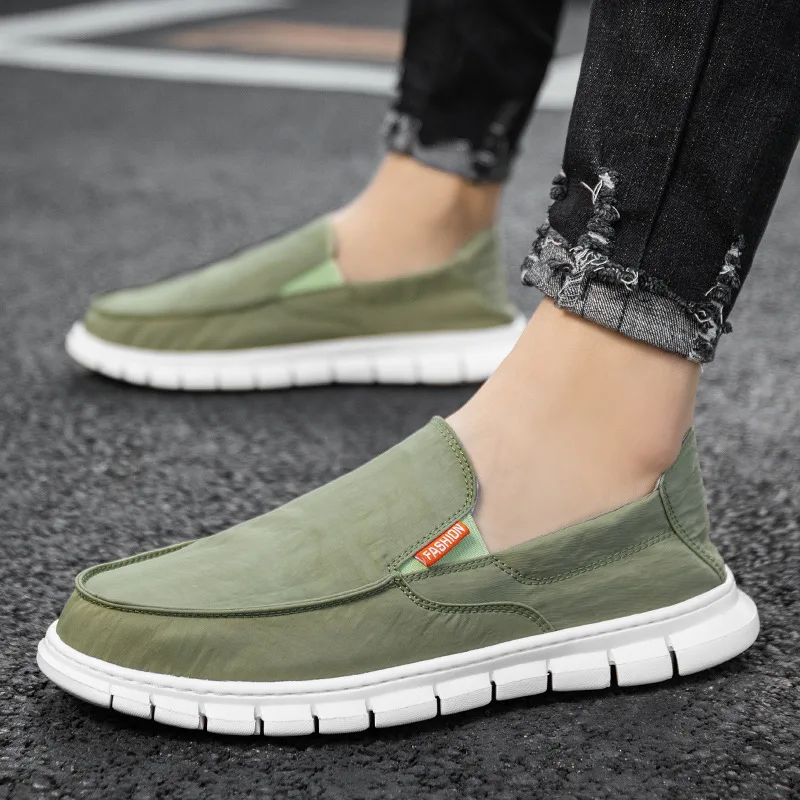 

Summer Large Size Men's Slip-On Casual oes Canvas Driving Lazy One-Touch Driving Comfortable Breathable round Toe EVA Outsole
