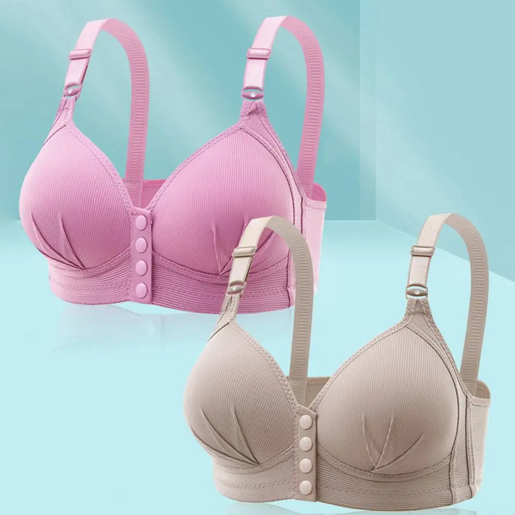 Vest-style Women Nylon Bra Breathable Front Button Closure Push Up Bra For Women Adjustable Straps Plus Size Lady Bra Underwear