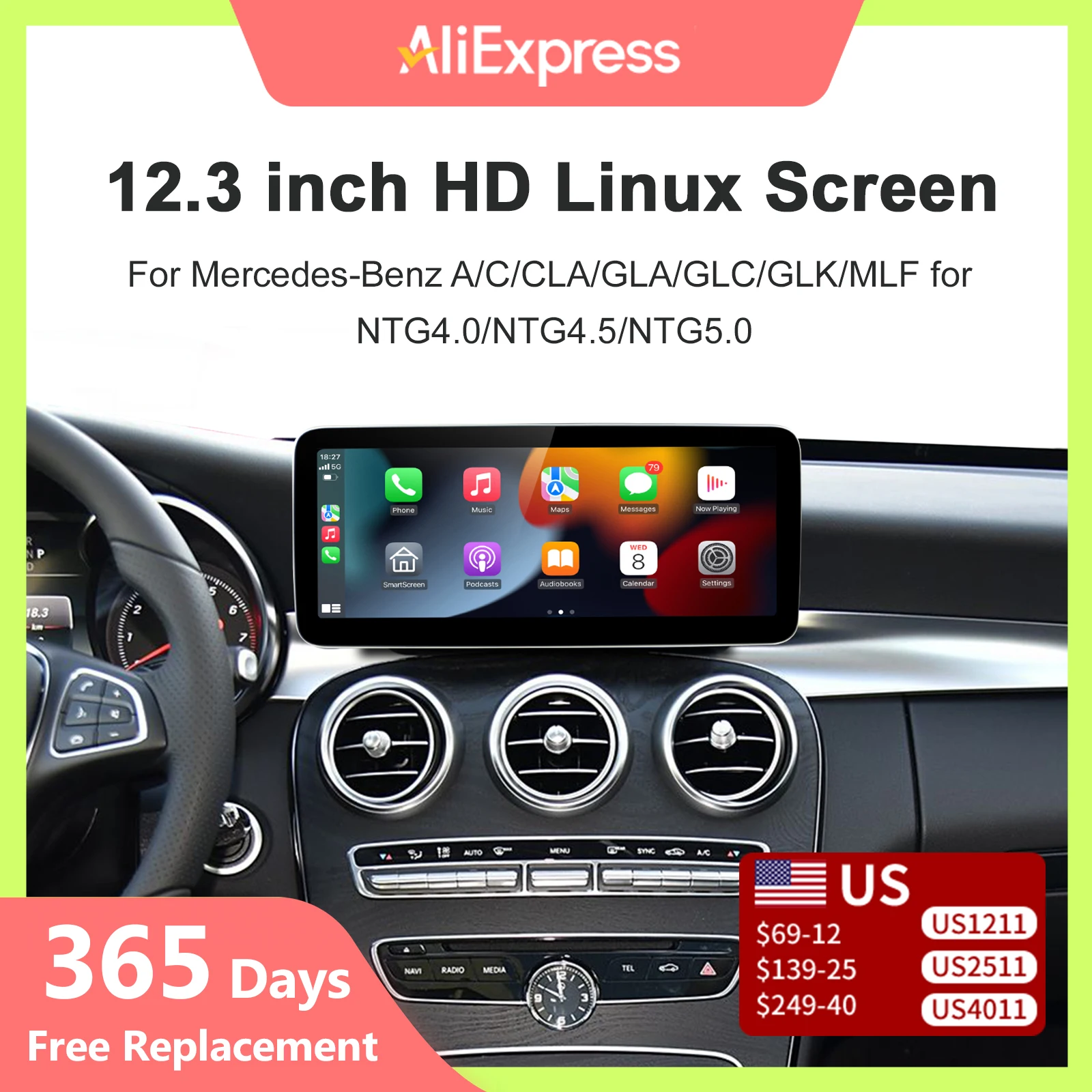 Wireless Carplay/Android Auto 12.3'' Touch screen Multimedia Radio Receiver for…