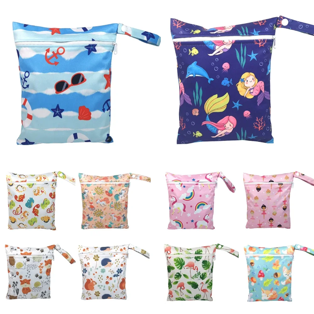 4 pattern NEW Size: 20*25CM Wetbags Washable Reusable Cloth diaper Nappies Bags Waterproof Swim Sport Travel Carry bag