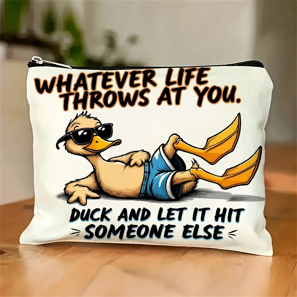 

A Funny Duck Designed Makeup Bag- Multifunctional Zipper Pouch, Jewelry Storage Bag, Perfect Travel Zipper Small Storage Bag.