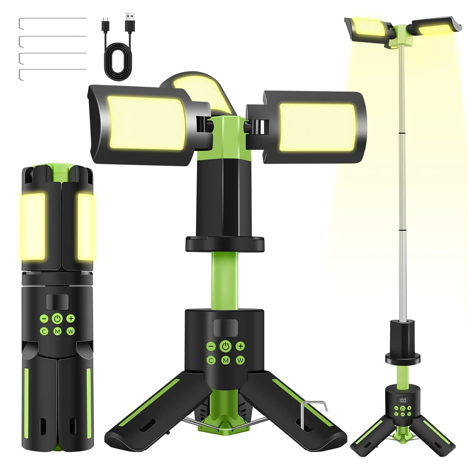 Cross-border Multifunctional Telescopic Foldable LED 5W White ABS Camping Lamp Outdoor Portable Waterproof Tent Lamp Charging