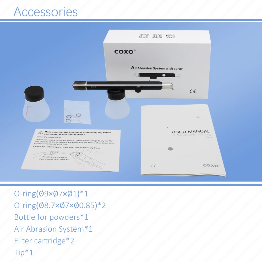 Portable Dental Sandblaster Machine Coxo CA-1 Aluminum Oxide Microblaster with Water Spray Professional Teeth Stain Remover