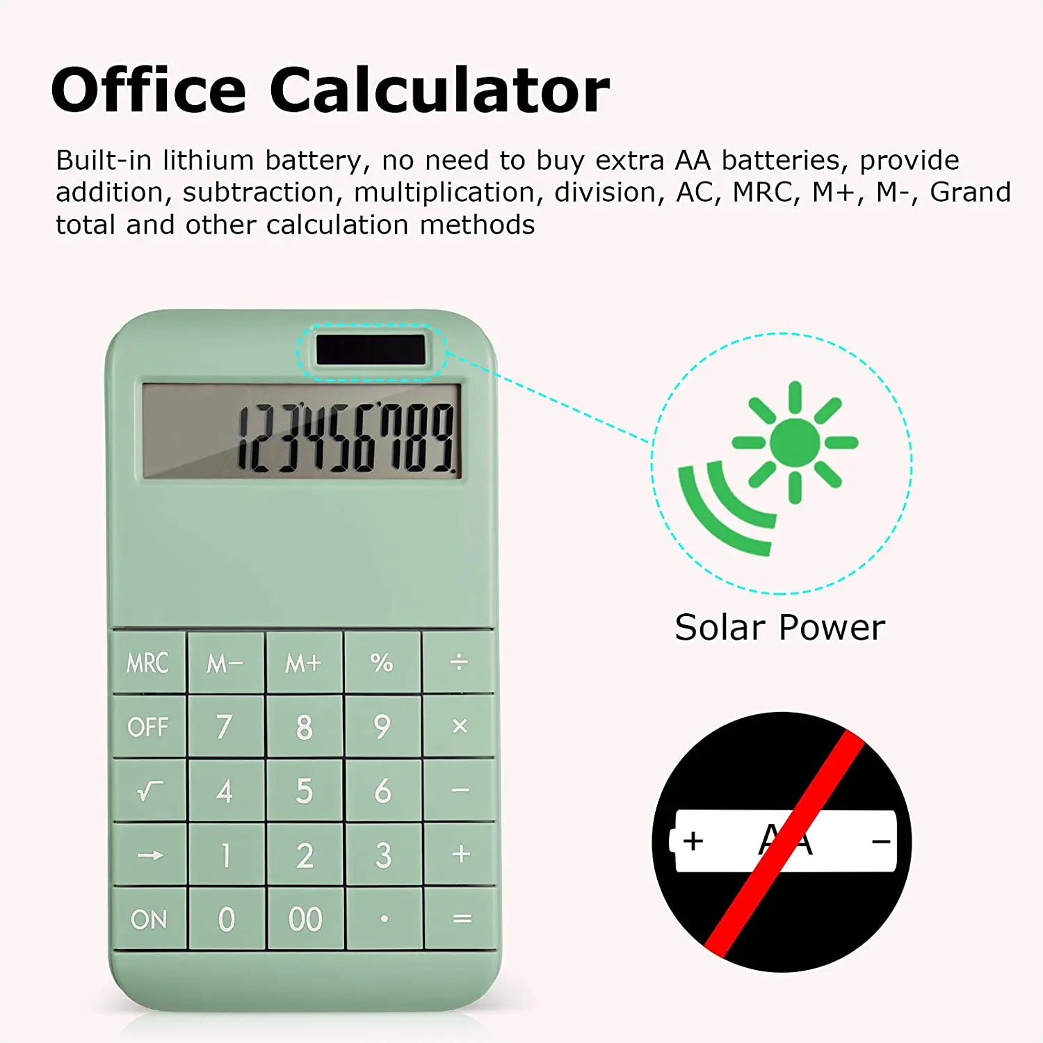 Calculator, Basic Standard Calculator 12 Digit Desktop Calculator with Large LCD Display for Office, School, Home & Business Use