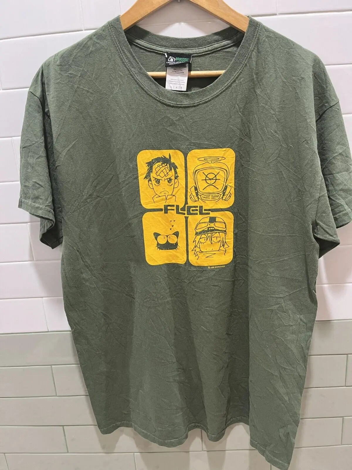 Vtg 1999 Y2k FLCL Fooly Cooly Furi Kuri Anime Japan Broccoli Gear T Shirt