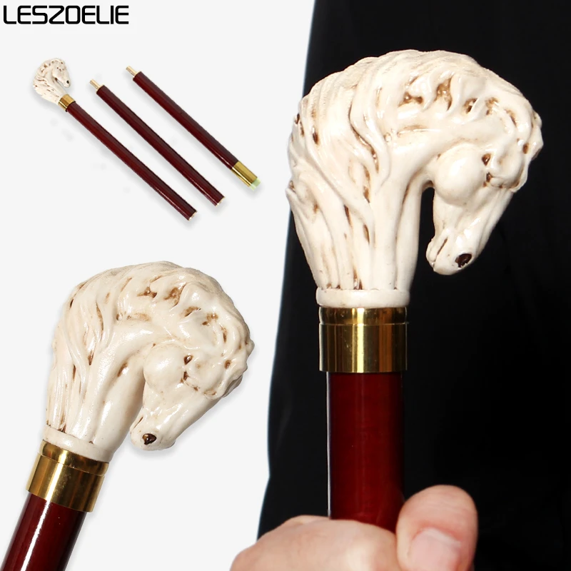 93cm Red German Beech Wooden Horse-Head Walking Stick 3-Piece Set Fashionable Party Decorative Canes for Men And Women