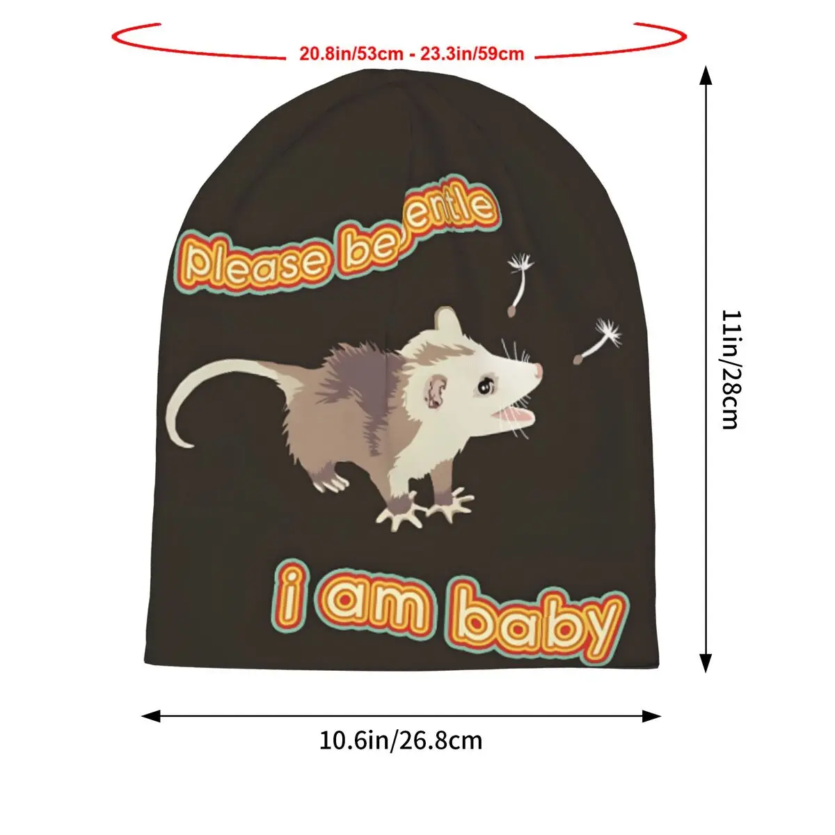 Please Be Gentle I Am Baby Possum Baby Unisex Bonnet Thin Running Double Layer Hats For Men Women