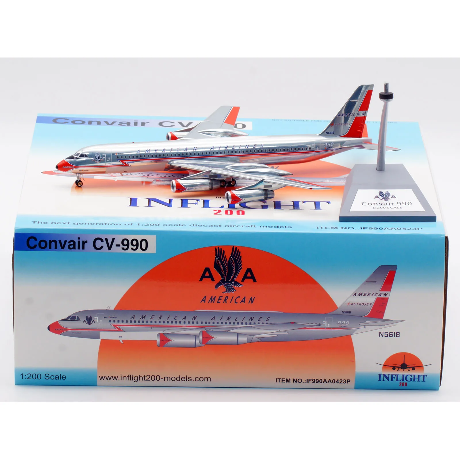 IF990AA0423P Alloy Collectible Plane Gift INFLIGHT 1:200 AMERICAN Airline CONVAIR CV-990 Diecast Aircraft Jet Model N5618