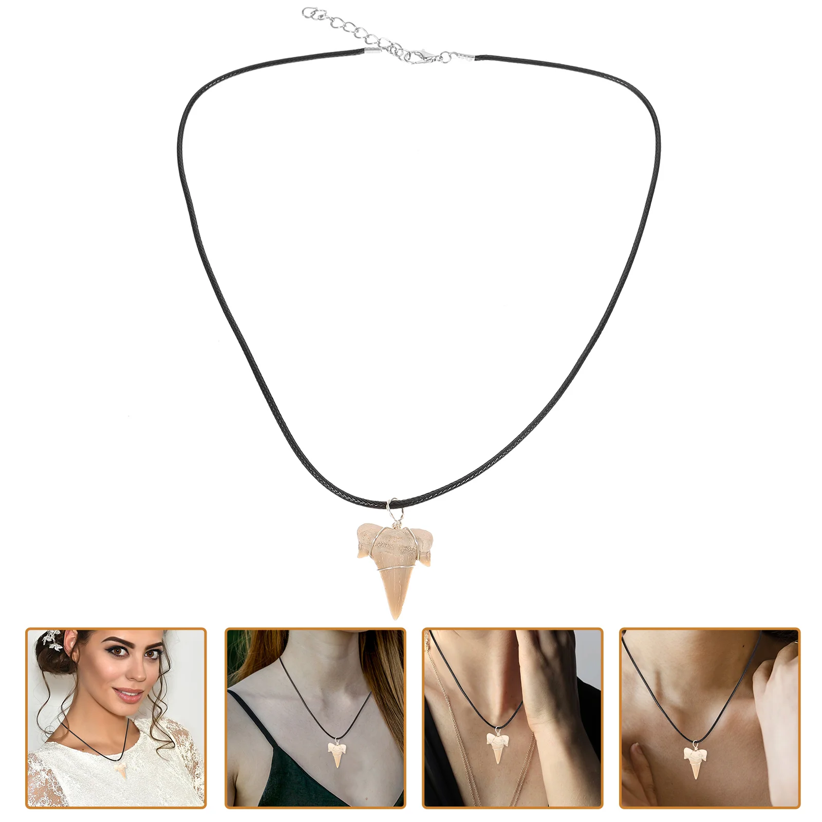 Decorative Necklace Charm Lady Fossil Girls Sharks Tooth for Women Miss of The Lid