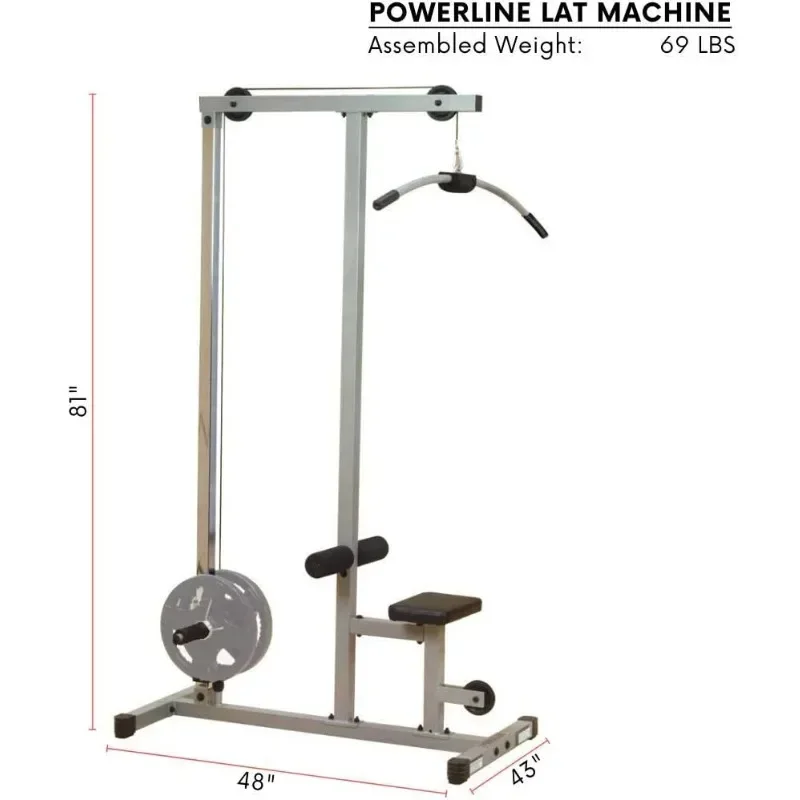 Pull Down Machine - Home Gym with High & Low Pulleys, Heavy Gauge Steel Construction Includes LAT and Low Row Bars