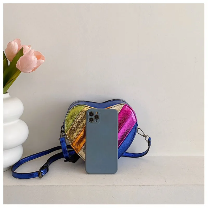Shoulder Bag Mini heart-shaped box Women's Bag New Chain Crossbody Bag Creative Funny Rainbow Mixed Colors Personality All-match