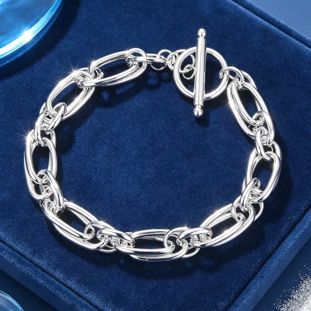 Original Custom circle chain fashion 925 Sterling silver Bracelets for woman jewelry Wedding party gifts Hip-hop accessories