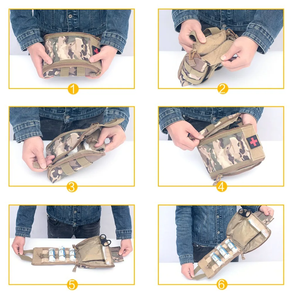 Taktische Molle EDC Medizintasche Erste-Hilfe-Set Notfall-Outdoor-Camping-Wandern Überlebens-IFAK Jagdzubehör Organizer – Detail 7