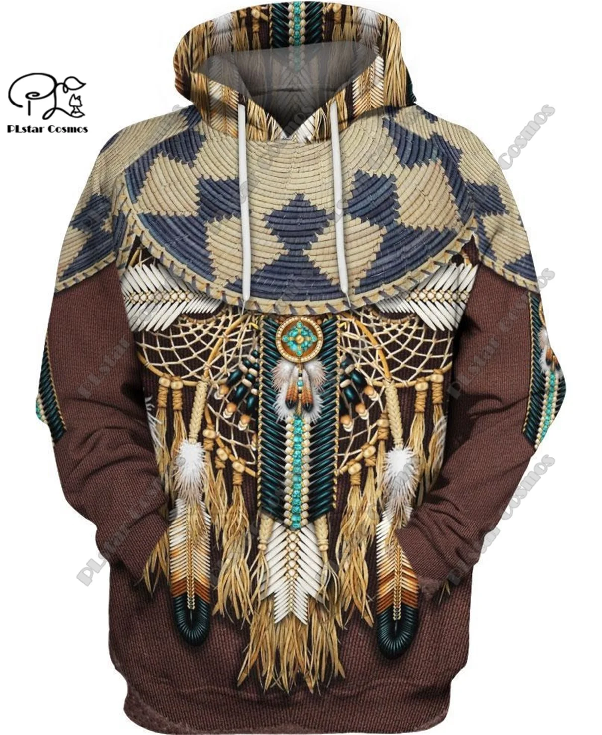 PLstar Cosmos 3D printed retro Aboriginal tribal totem feather pattern casual unisex new hoodie/sweatshirt/zipper hoodie F-15