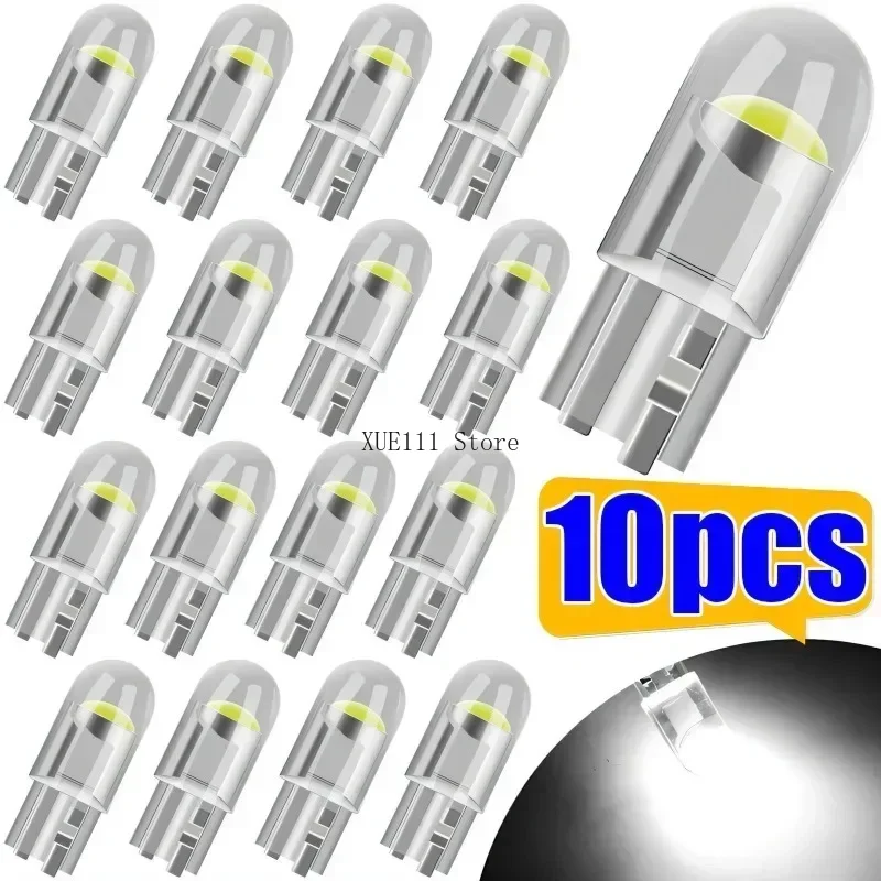 10 Stück W5W LED T10 Autolicht COB Glas 6000K Weiß Auto-Kennzeichenbeleuchtung Innenraumleuchte DRL Glühbirne 12V Universal