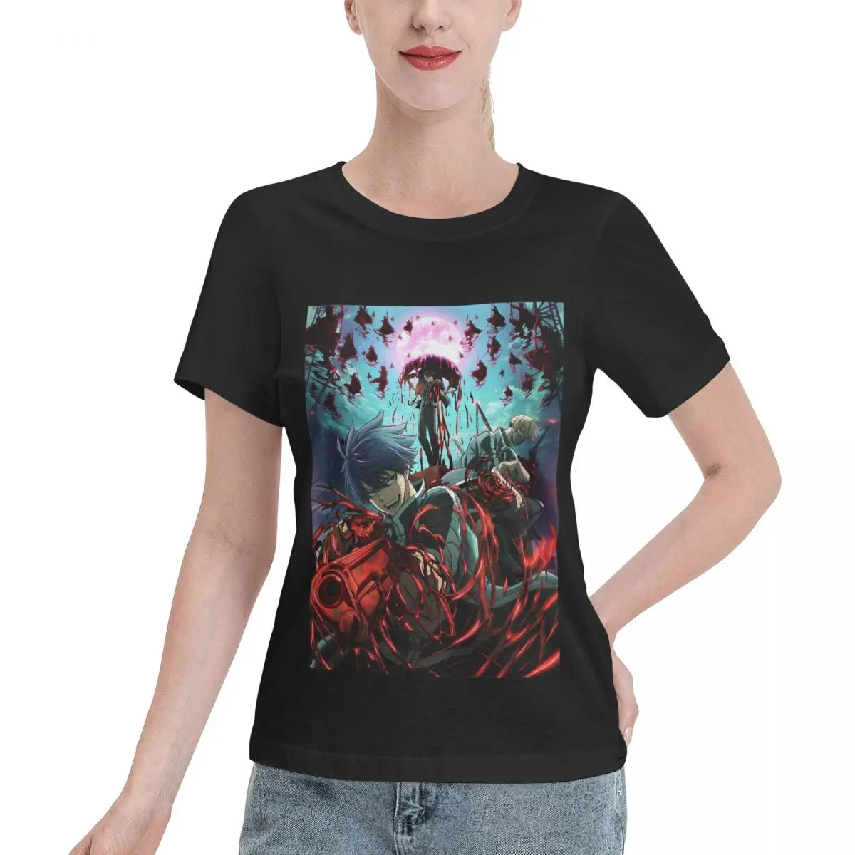Soft Comfy Tougen Anki Shiki Ichinose Art Print Supernatural Women's T-shirt Trendy Comfy Daily Top