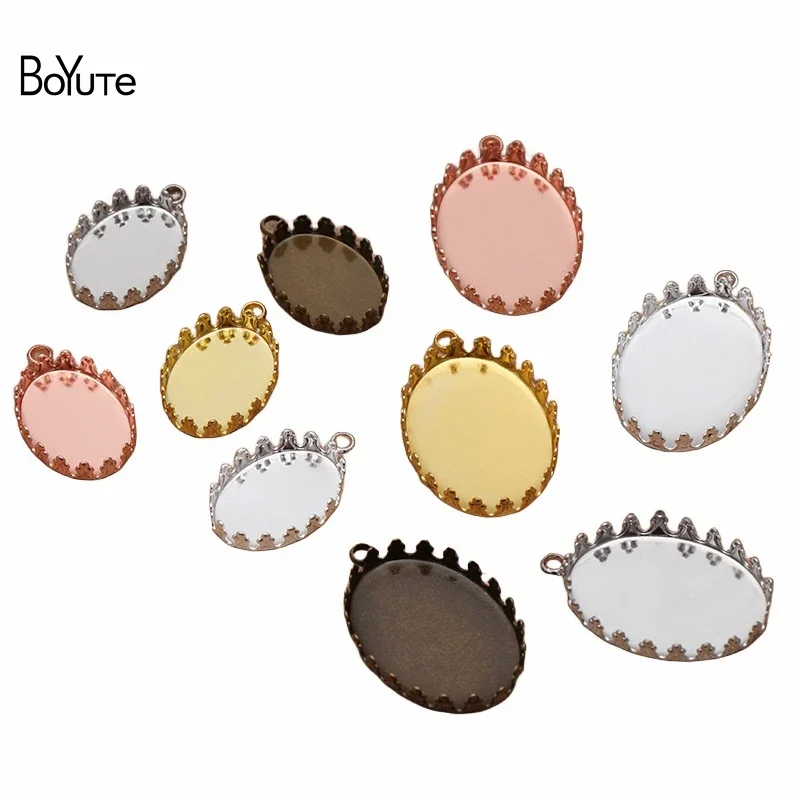 BoYuTe (50 Pieces/Lot) Fit 13*18MM 18*25MM Oval Cabochon Blank Pendant Base Settings Diy Handmade Materials