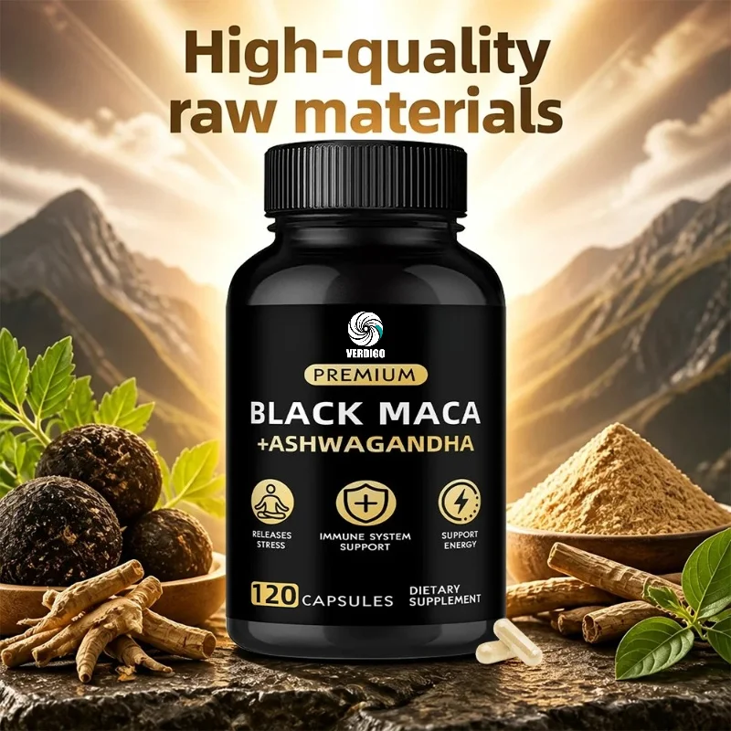 Maca Root Capsules with Ashwagandha, Support Energy, Endurance and Performance, Builds Muscle and Strength