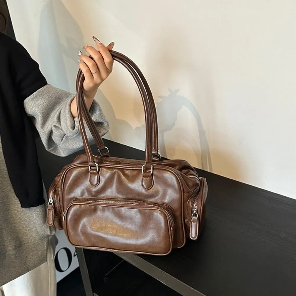 

Multiple Pockets PU Handbag Tote Storage Shoulder Pouch PU Underarm Bag All-match Large Capacity PU Leather Shoulder Bag Travel