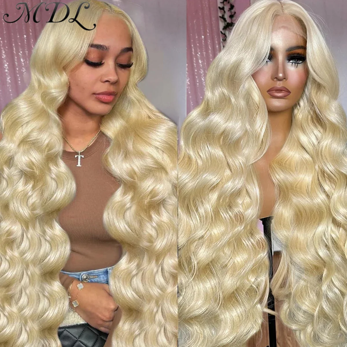 

MDL 613 Honey Blonde Color Remy Brazilian Human Hair 13x4 HD Lace Front Frontal Wig for Women Blonde 613# Body Wave Glueless