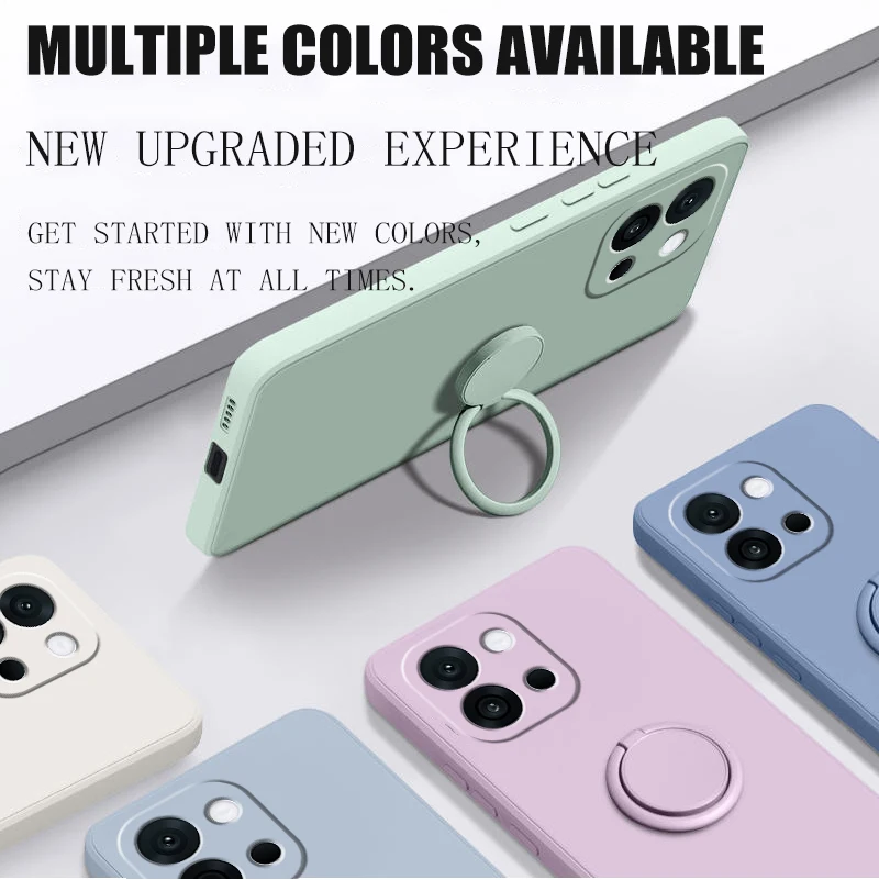 Case voor OnePlus 13T Case Vloeibare Siliconen Ring Stand Telefoon Shell Coque voor 13R 12 Cover Shockproof Funda bumper Back Case