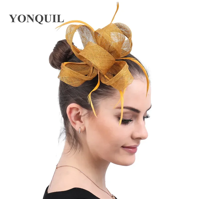 

Wedding Hoops Sinamay Headwear Bridal Hair Fascinator Accessories Ladies Formal Party Tea Mariage Headdress Hat Women Occasion