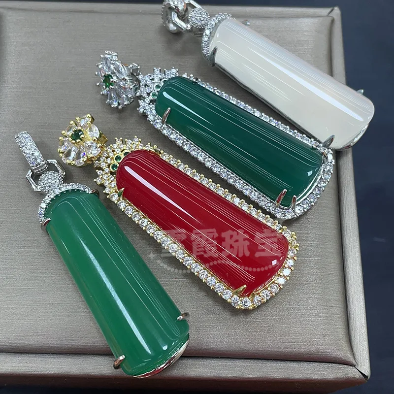 

Высококачественный кулон из зеленого халцедона с инкрустацией агатом и нефритовым листом Будды, различные стили