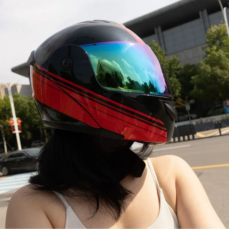 ORZ Helmet Motorcycle Helmet Locomotive Double Lens Uncover Full Helmet Protective Clothing Cycling Equipment Christmas Gift