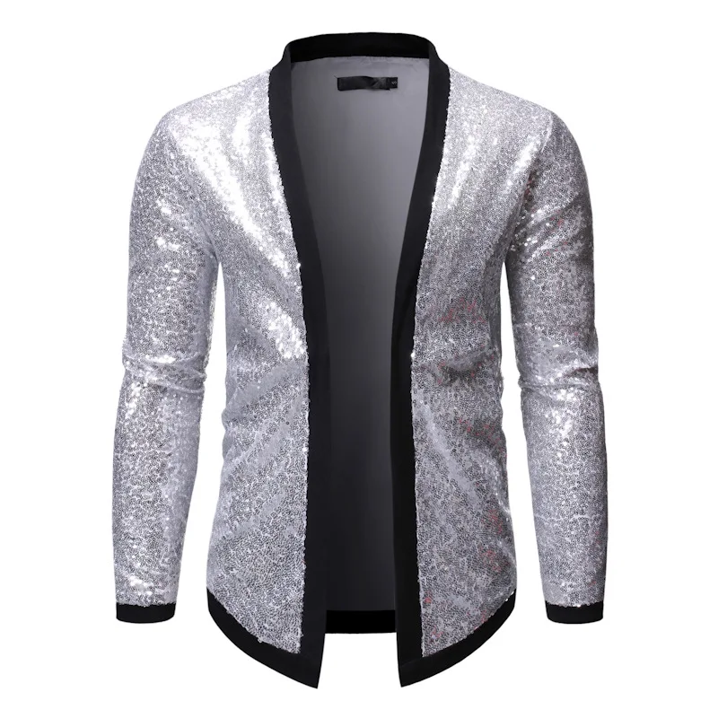 2026 New  Men's Cardigan Shiny Gold Sequin Blazer For Men Multi Colors Casual Party Nightclub Dance Performance Stage Jacket