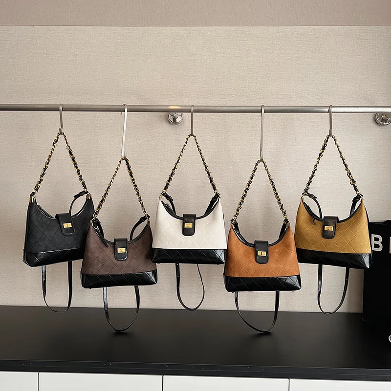 

2025 Vintage Womens Underarm Chain Strap Bag, Genuine Leather Multi-way Crossbody Purse, Retro Chic Large Capacity Tote for Work