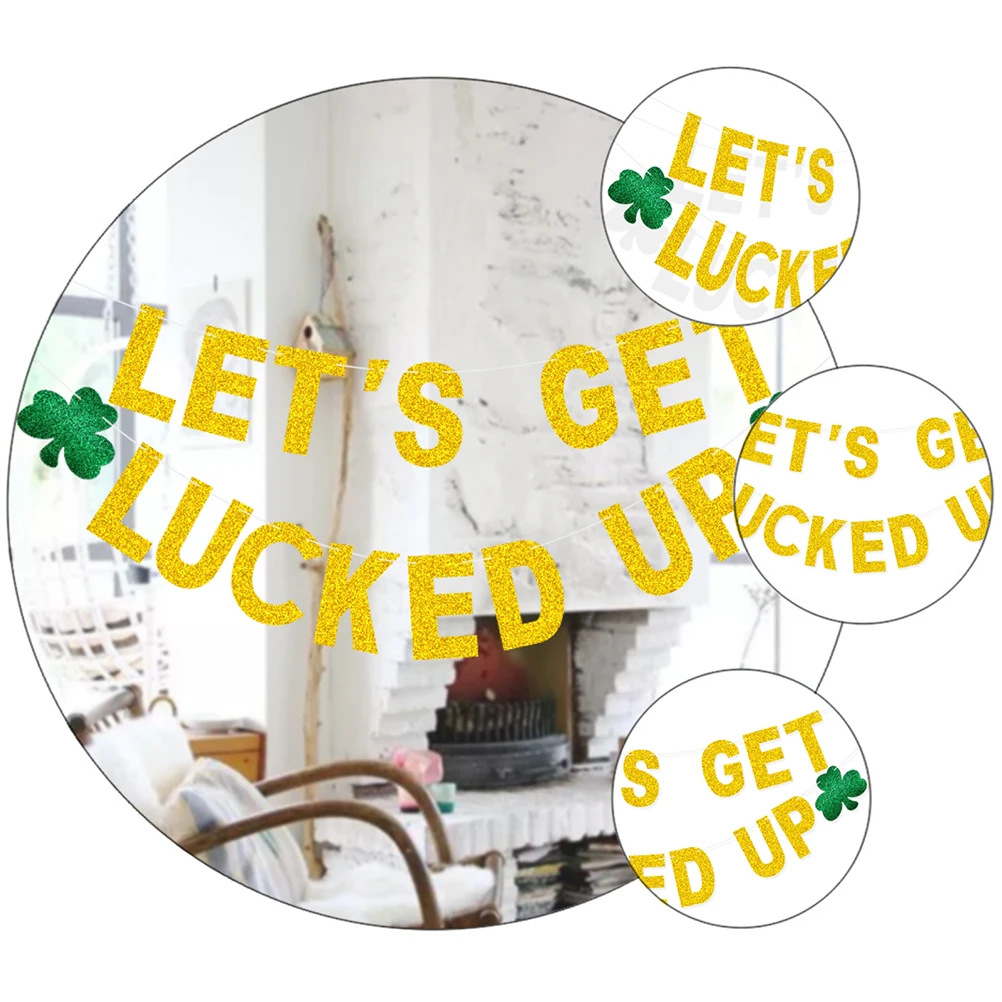 

Creative Eco friendly St Patrick's Day Hanging Flag Festive Bunting Party Adornment Exquisite Design Banner Decoration Flash