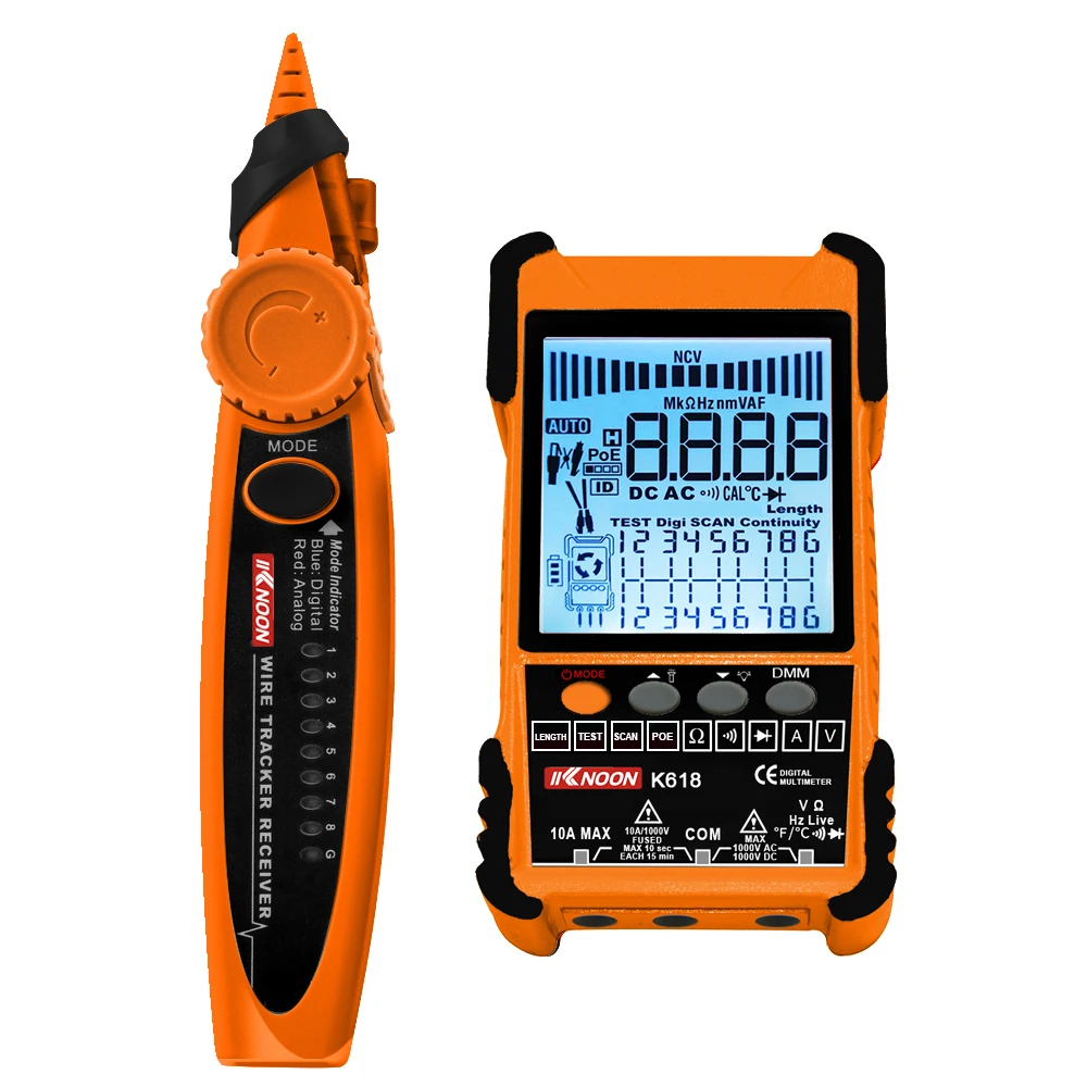 Portable Cable Tester LCD Display Analogs Digital Search POE Test Cable Pairing Sensitivity Adjustable Handheld Tracker